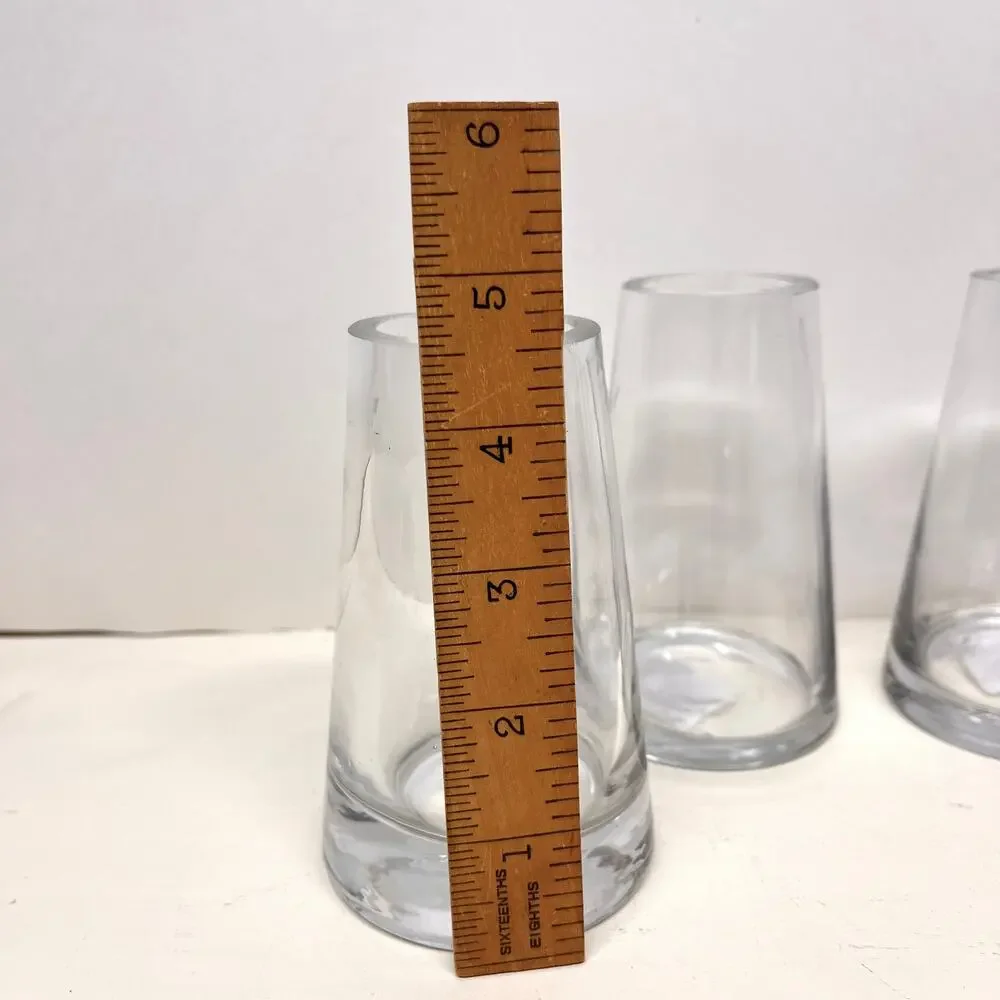 Fat Pyramid Vase 4.5in Tall Set of 4